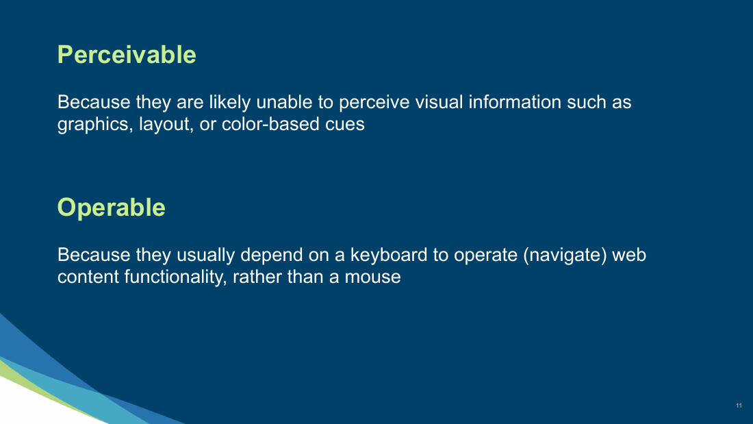 Slide 11 of 27: Perceivable