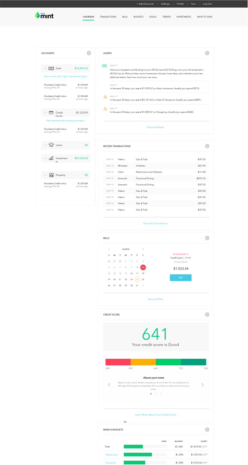Modularized Mint landing page