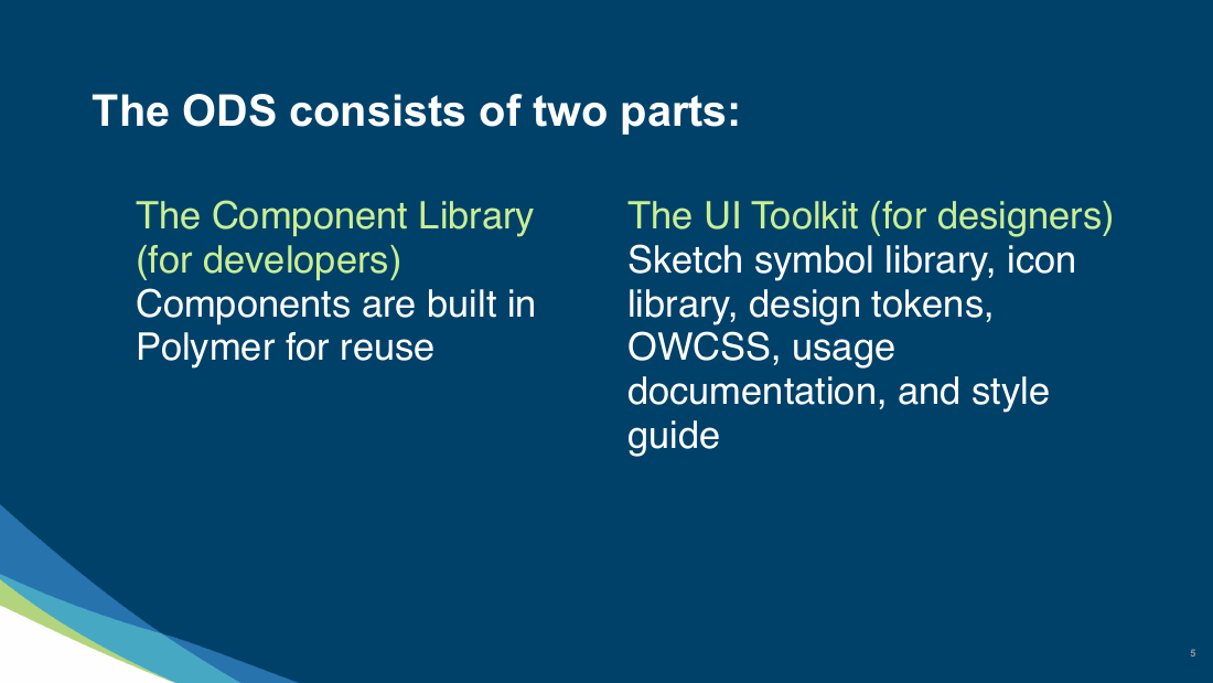 Slide 5 of 32: The ODS consists of two parts: